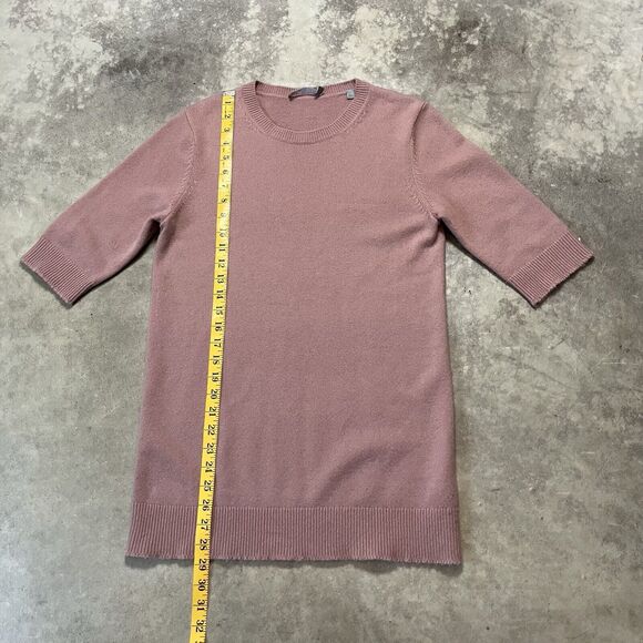 Vince Sweater Womens Small Old Rose Pink Short Sleeve Cashmere Tunic Pullover - Picture 3 of 11